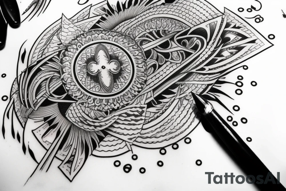 symmetrical knife tattoo idea