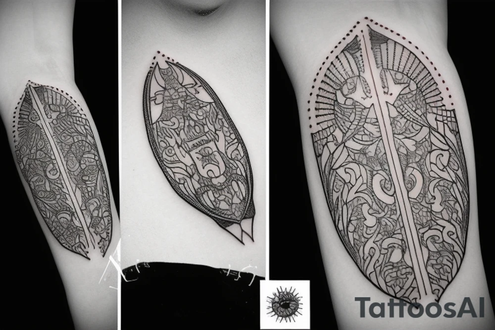 symmetrical knife tattoo idea