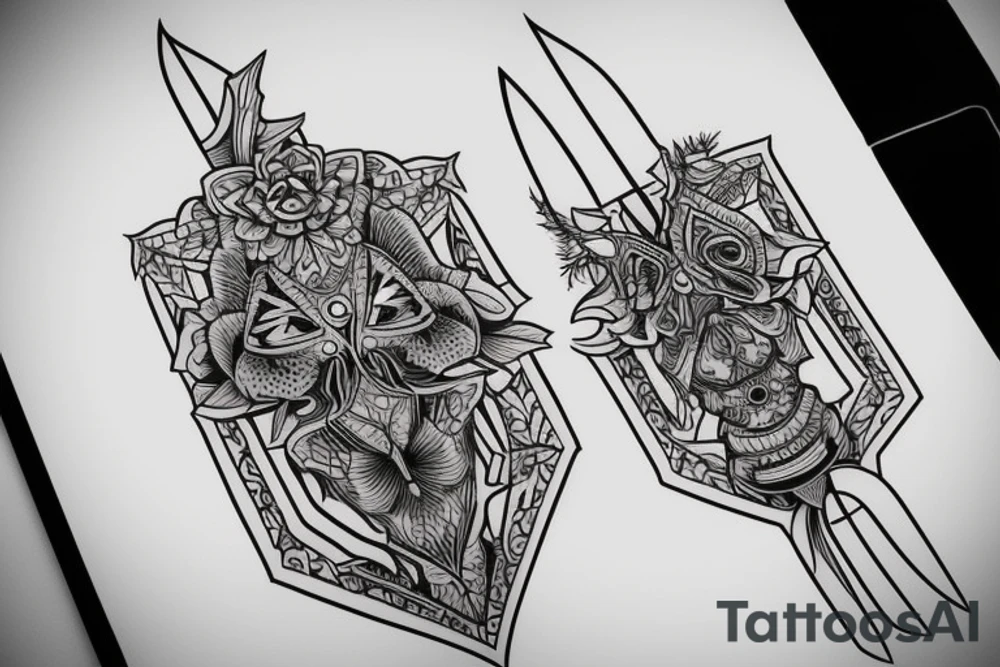 symmetrical knife tattoo idea