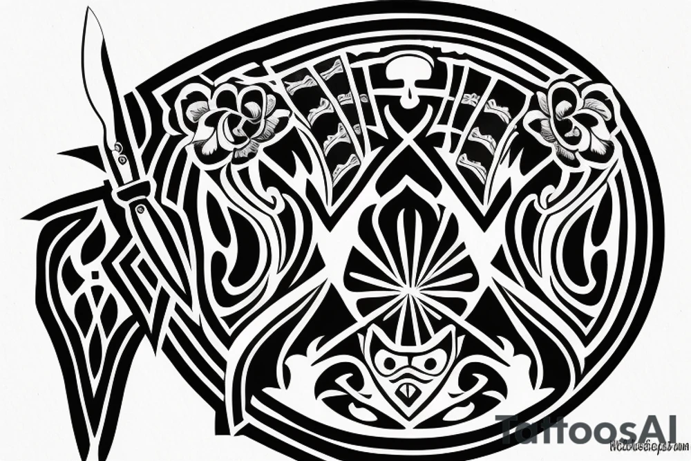 symmetrical knife tattoo idea