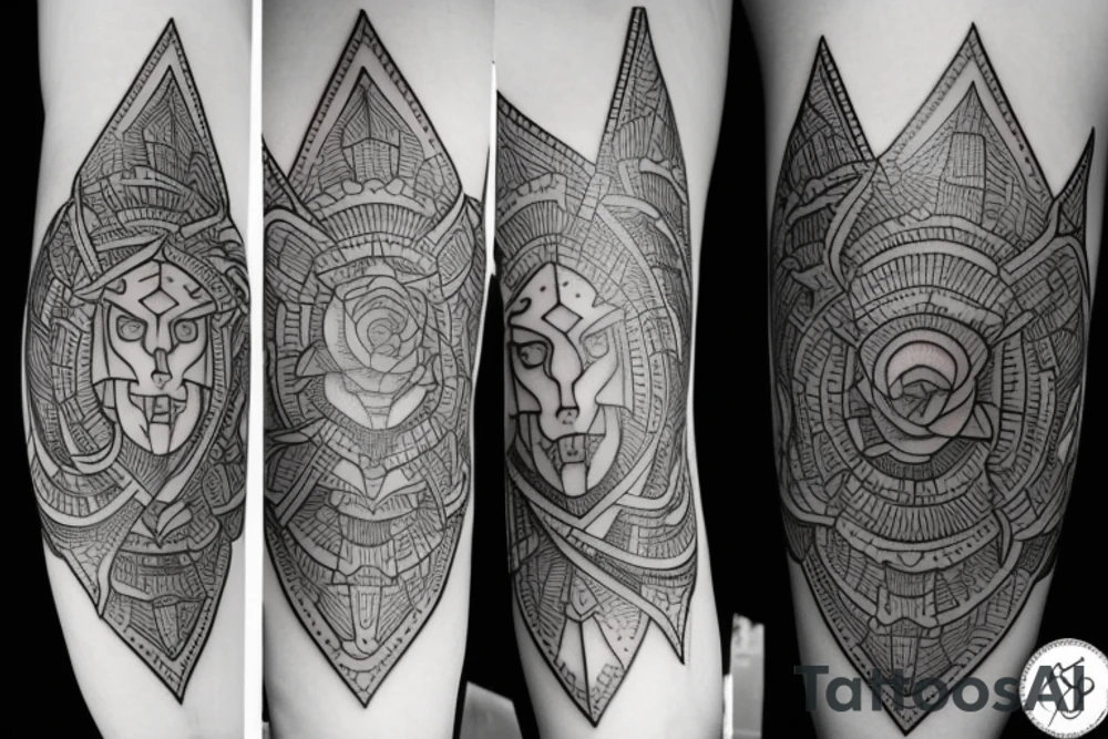 symmetrical knife tattoo idea