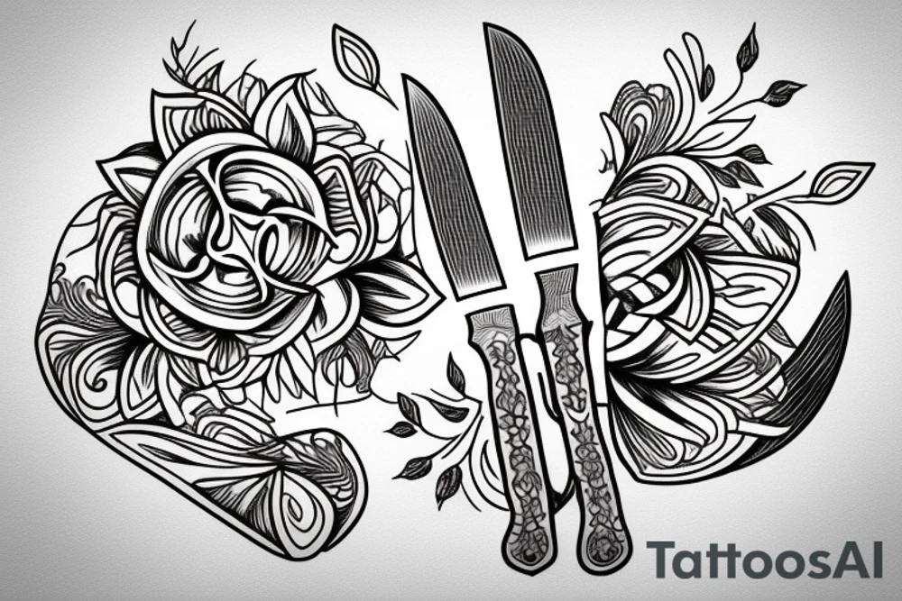 symmetrical knife tattoo idea