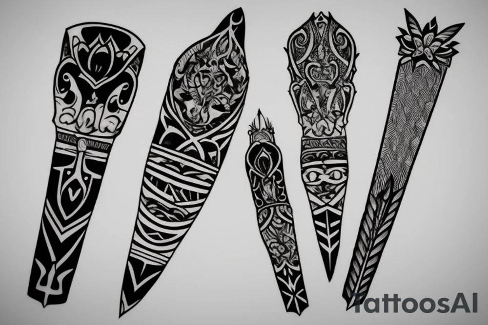 symmetrical knife tattoo idea