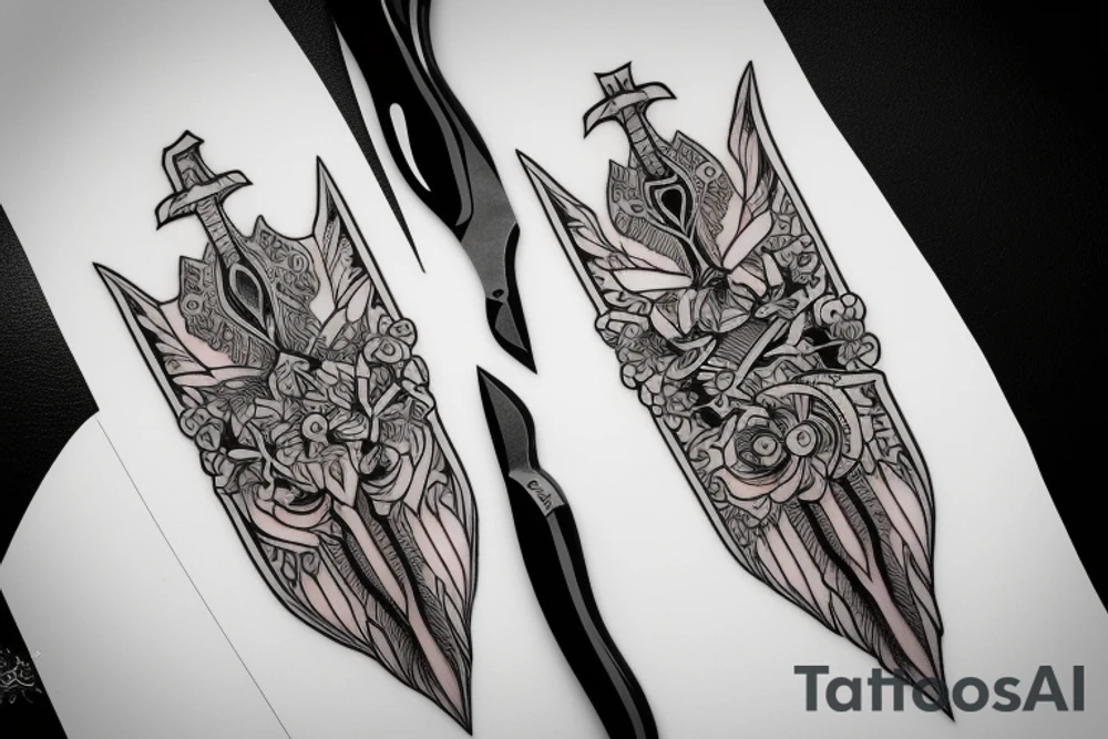symmetrical knife tattoo idea