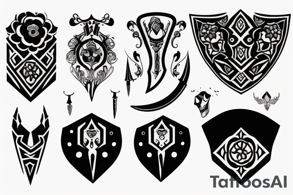 symmetrical knife tattoo idea