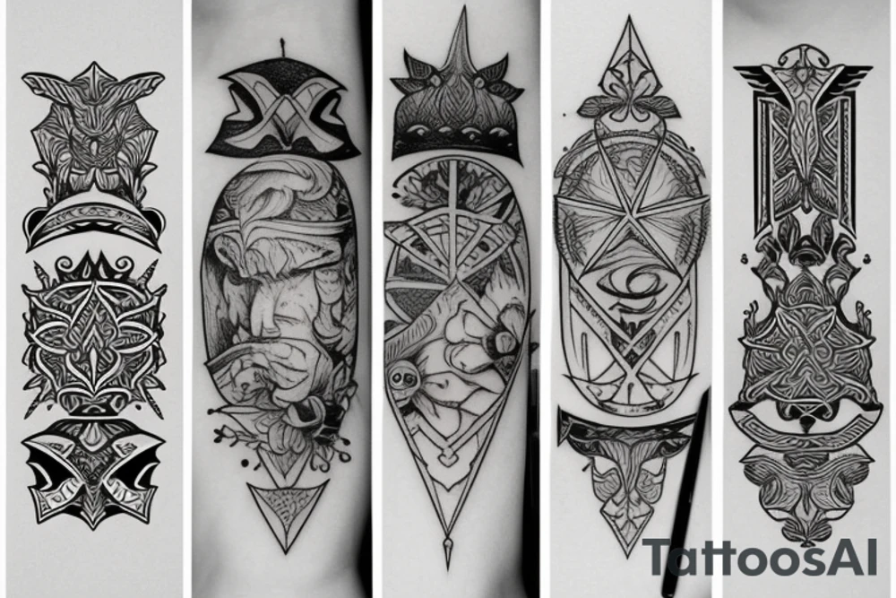 symmetrical knife tattoo idea