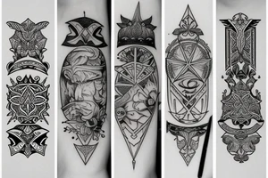 symmetrical knife tattoo idea
