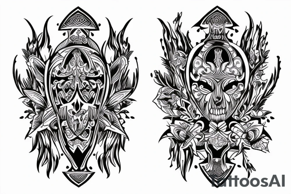 symmetrical knife tattoo idea