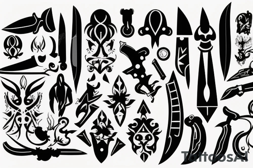 symmetrical knife tattoo idea