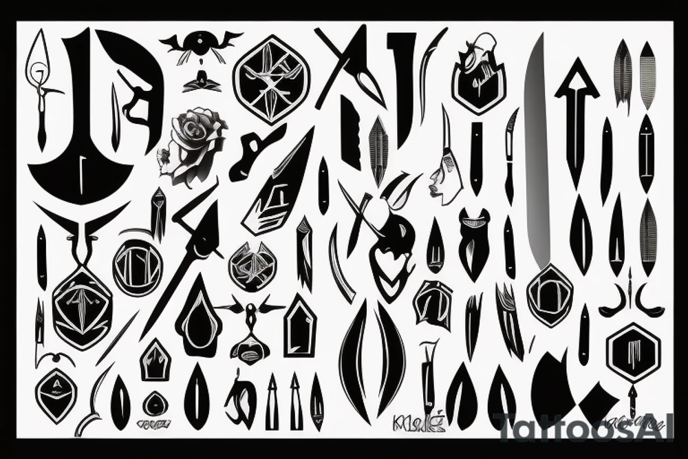 symmetrical knife tattoo idea