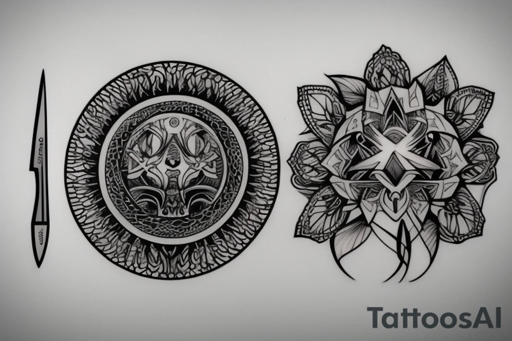 symmetrical knife tattoo idea