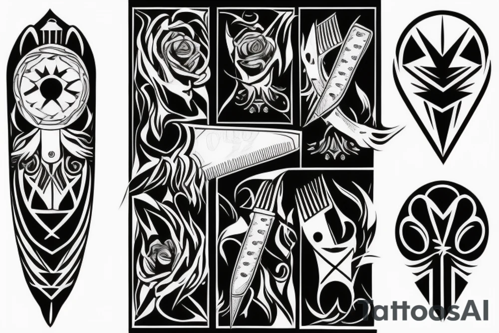 symmetrical knife tattoo idea