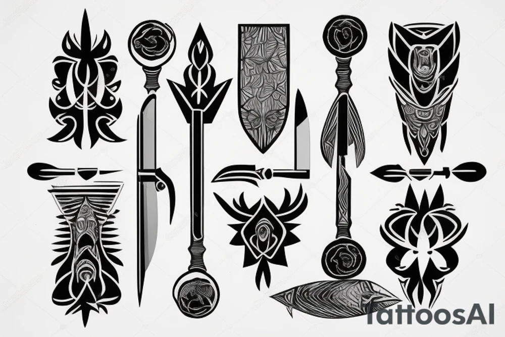 symmetrical knife tattoo idea