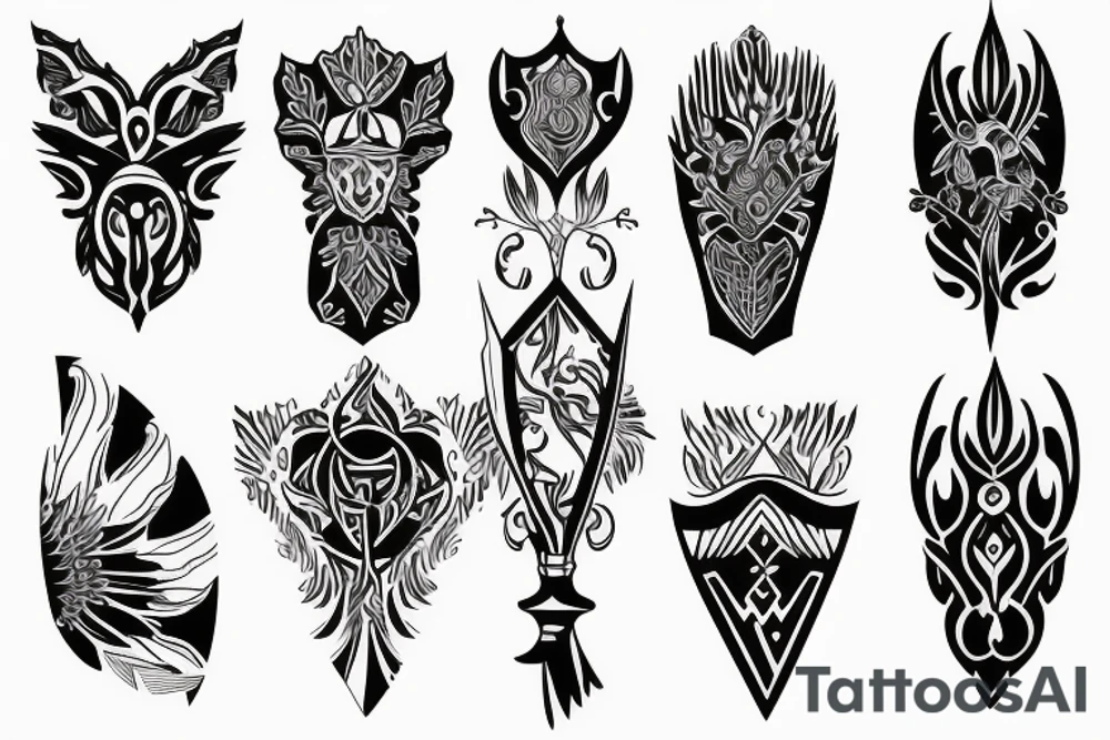 symmetrical knife tattoo idea