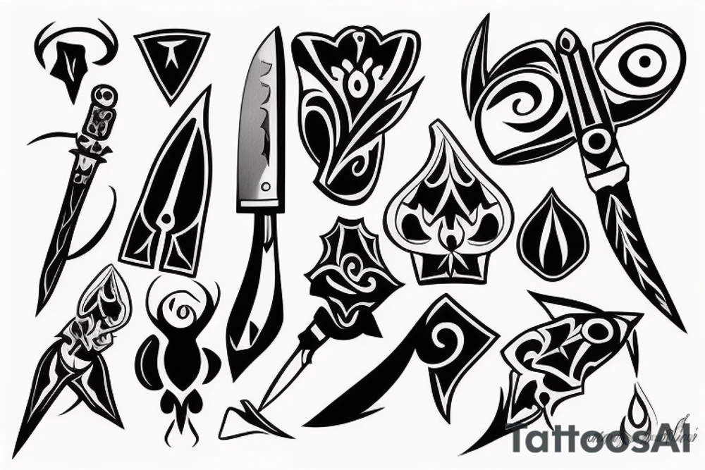 symmetrical knife tattoo idea