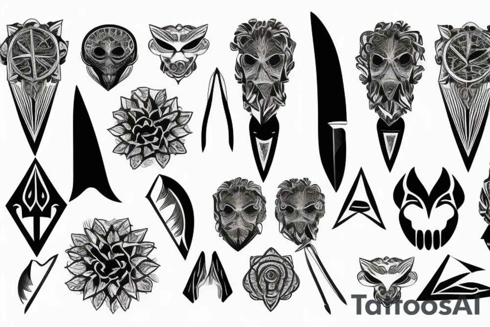 symmetrical knife tattoo idea