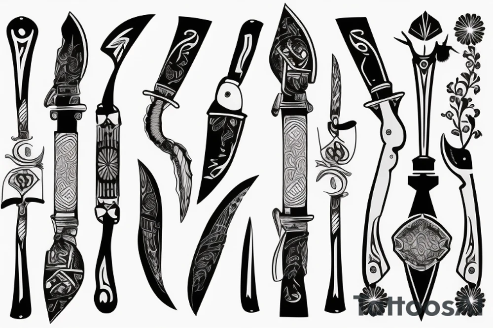 symmetrical knife tattoo idea