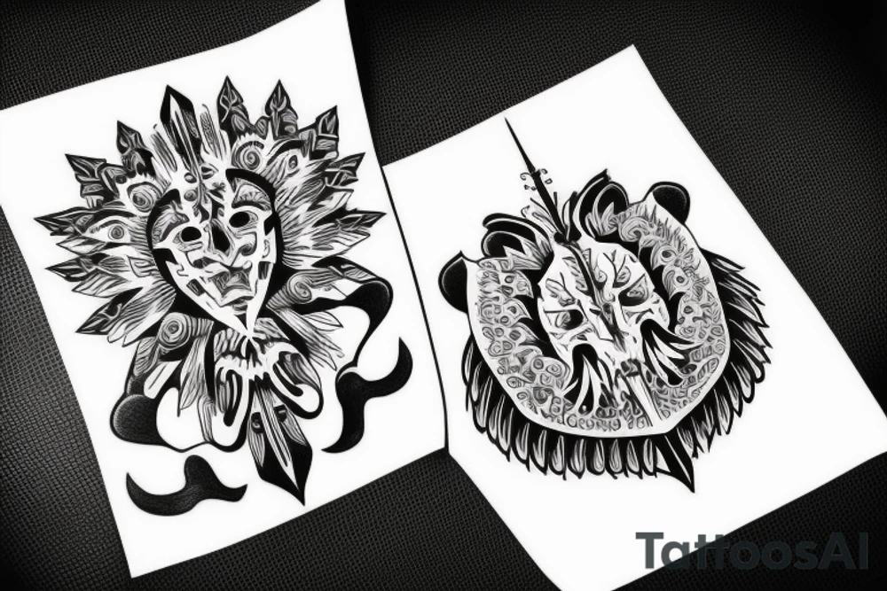symmetrical knife tattoo idea