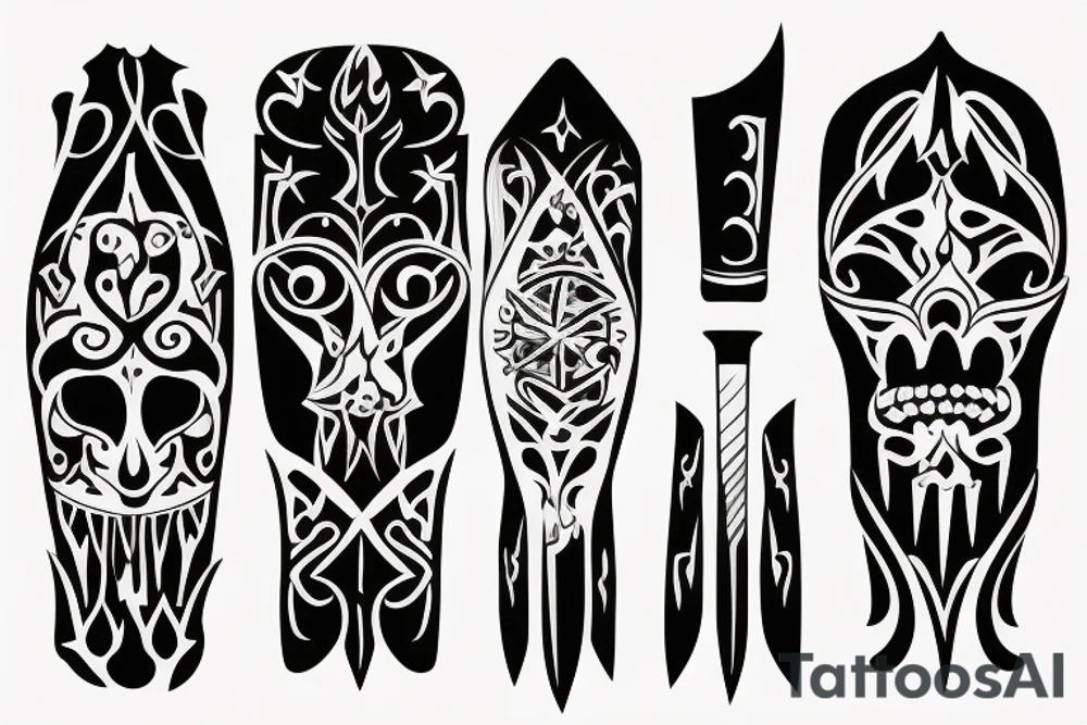 symmetrical knife tattoo idea