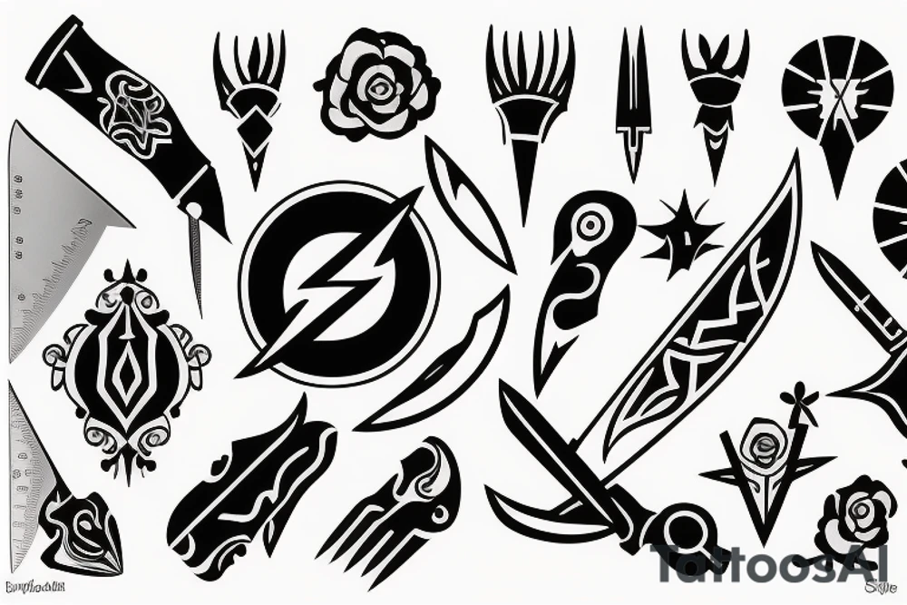 symmetrical knife tattoo idea