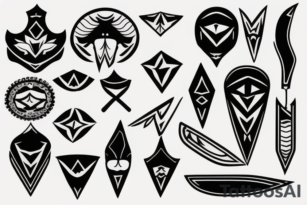 symmetrical knife tattoo idea