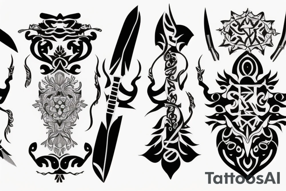 symmetrical knife tattoo idea