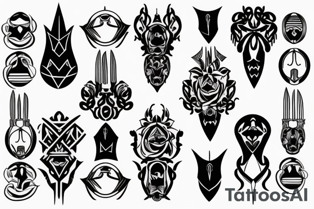 symmetrical knife tattoo idea