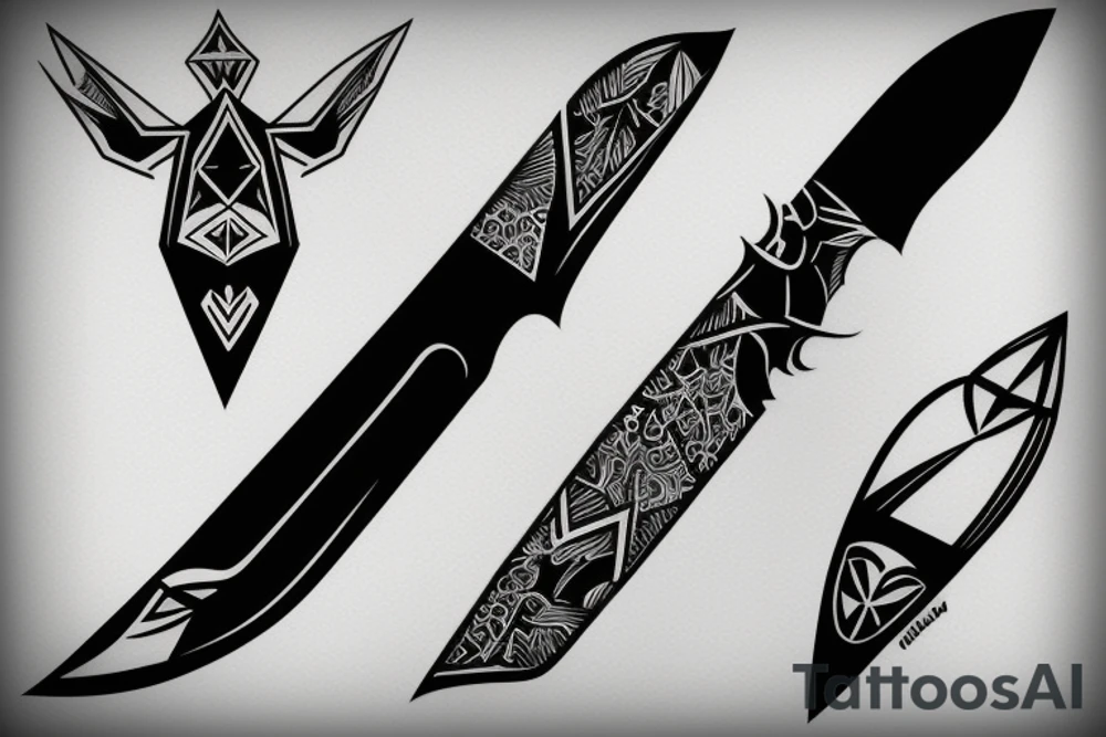 symmetrical knife tattoo idea