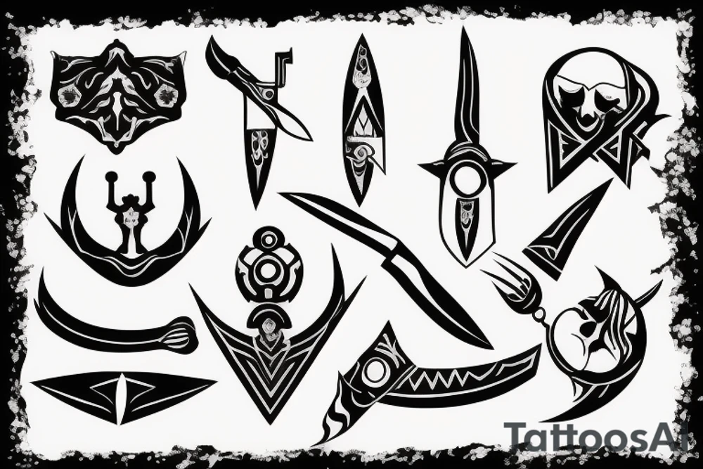 symmetrical knife tattoo idea