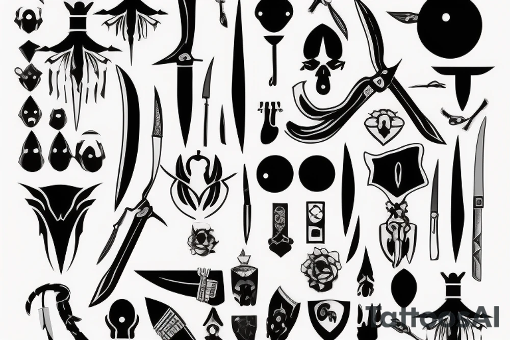 symmetrical knife tattoo idea