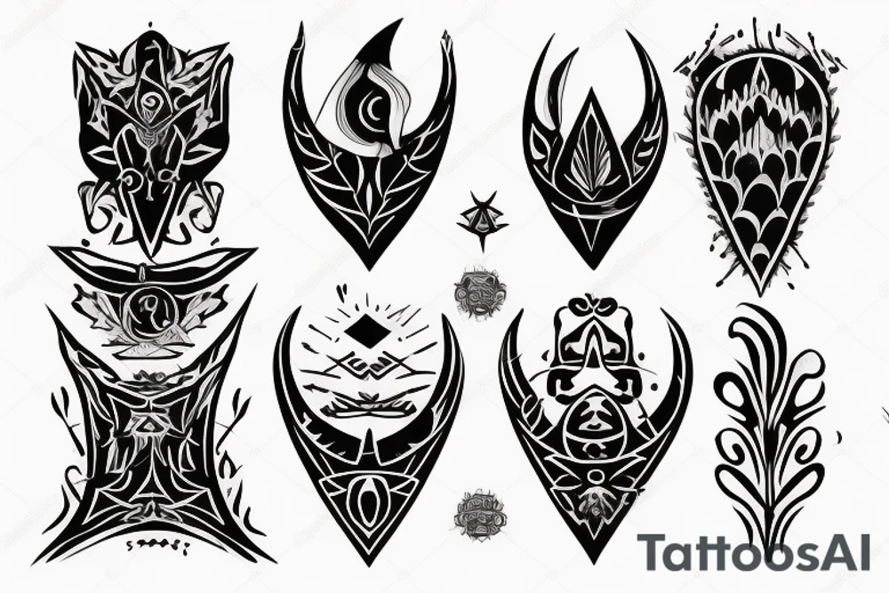 symmetrical knife tattoo idea
