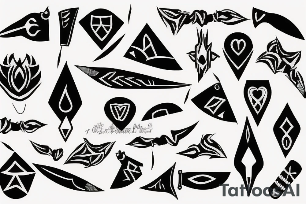 symmetrical knife tattoo idea