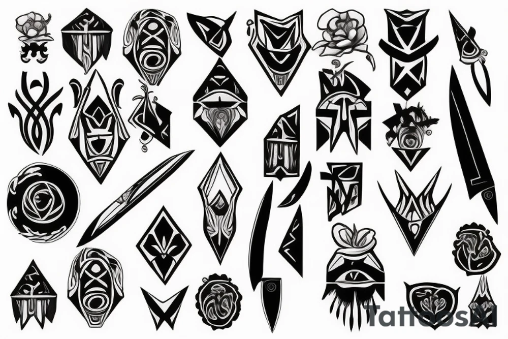 symmetrical knife tattoo idea