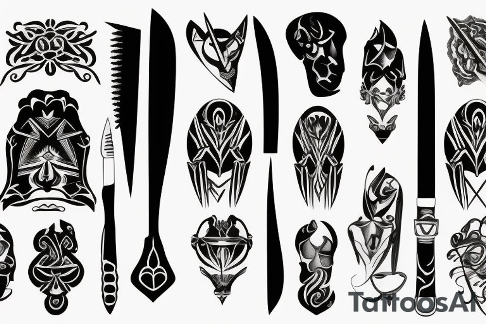 symmetrical knife tattoo idea