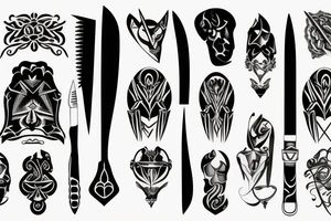 symmetrical knife tattoo idea