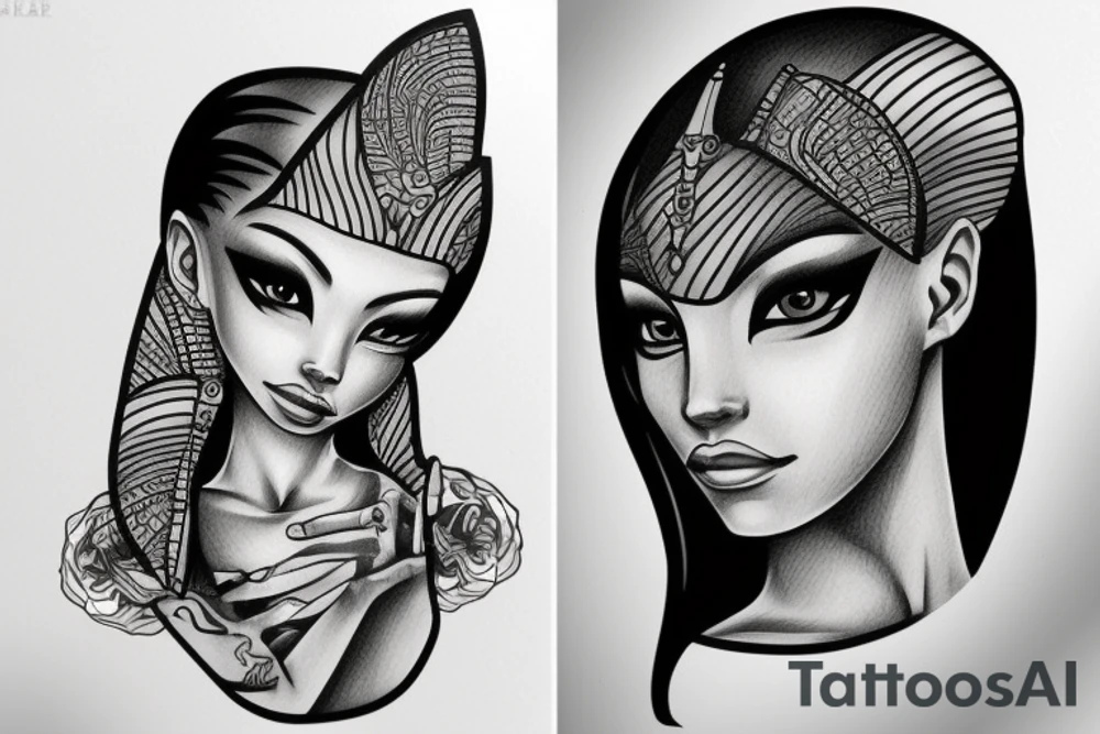sphynx girl tattoo idea