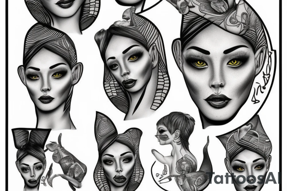 sphynx girl tattoo idea