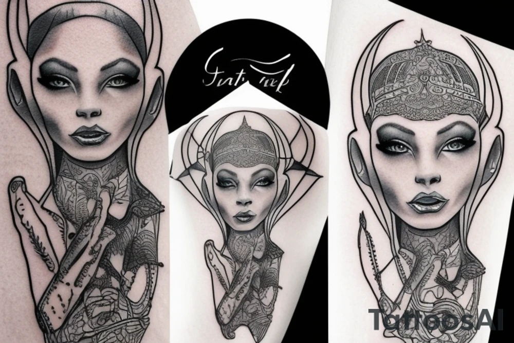 sphynx girl tattoo idea