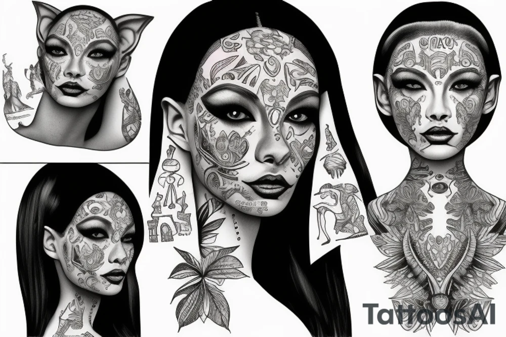 sphynx girl tattoo idea