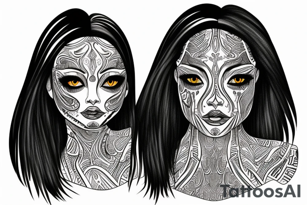 sphynx girl complete black tattoo idea