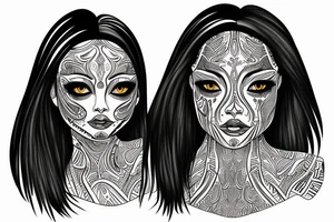 sphynx girl complete black tattoo idea