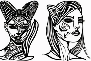 sphynx girl complete black tattoo idea
