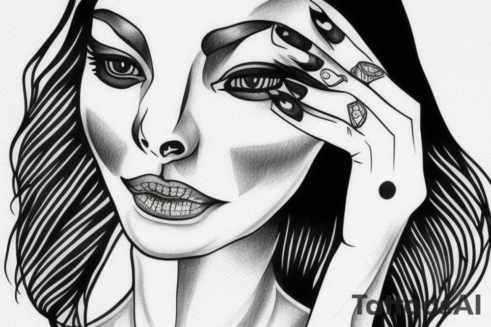 sphynx girl complete black tattoo idea