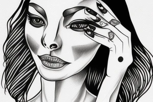 sphynx girl complete black tattoo idea