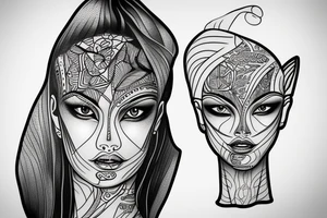 sphynx girl complete black tattoo idea