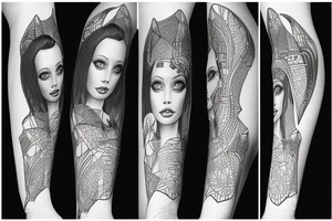 sphynx girl complete black tattoo idea