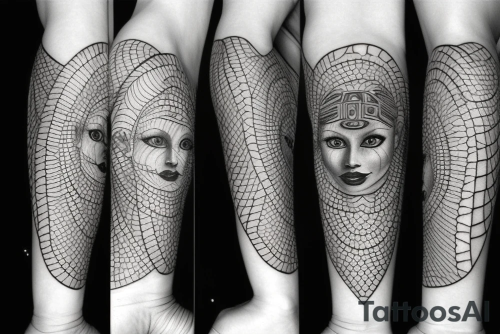 sphynx girl complete black tattoo idea