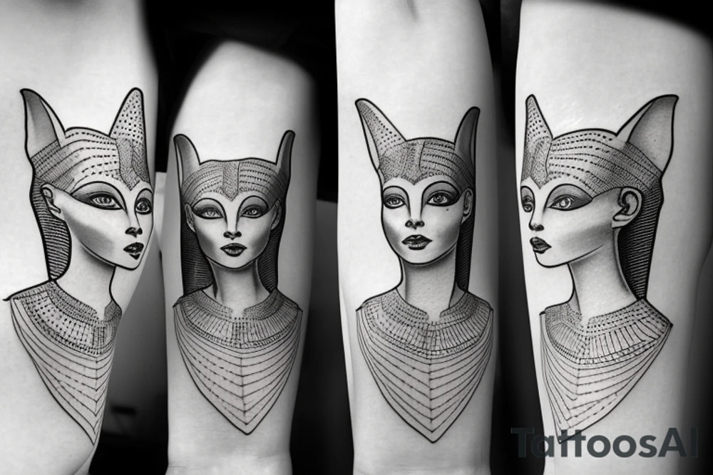 sphynx girl complete black tattoo idea