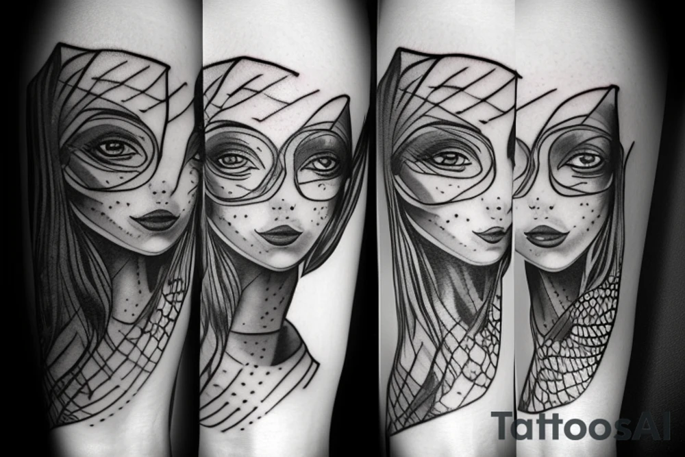 sphynx girl complete black tattoo idea