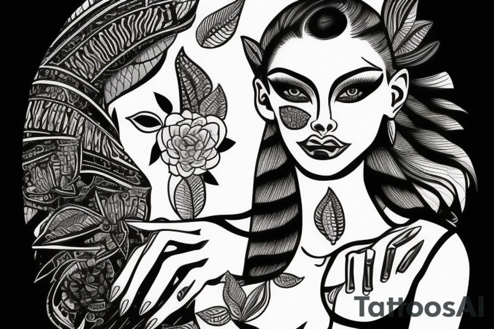 sphynx girl complete black tattoo idea
